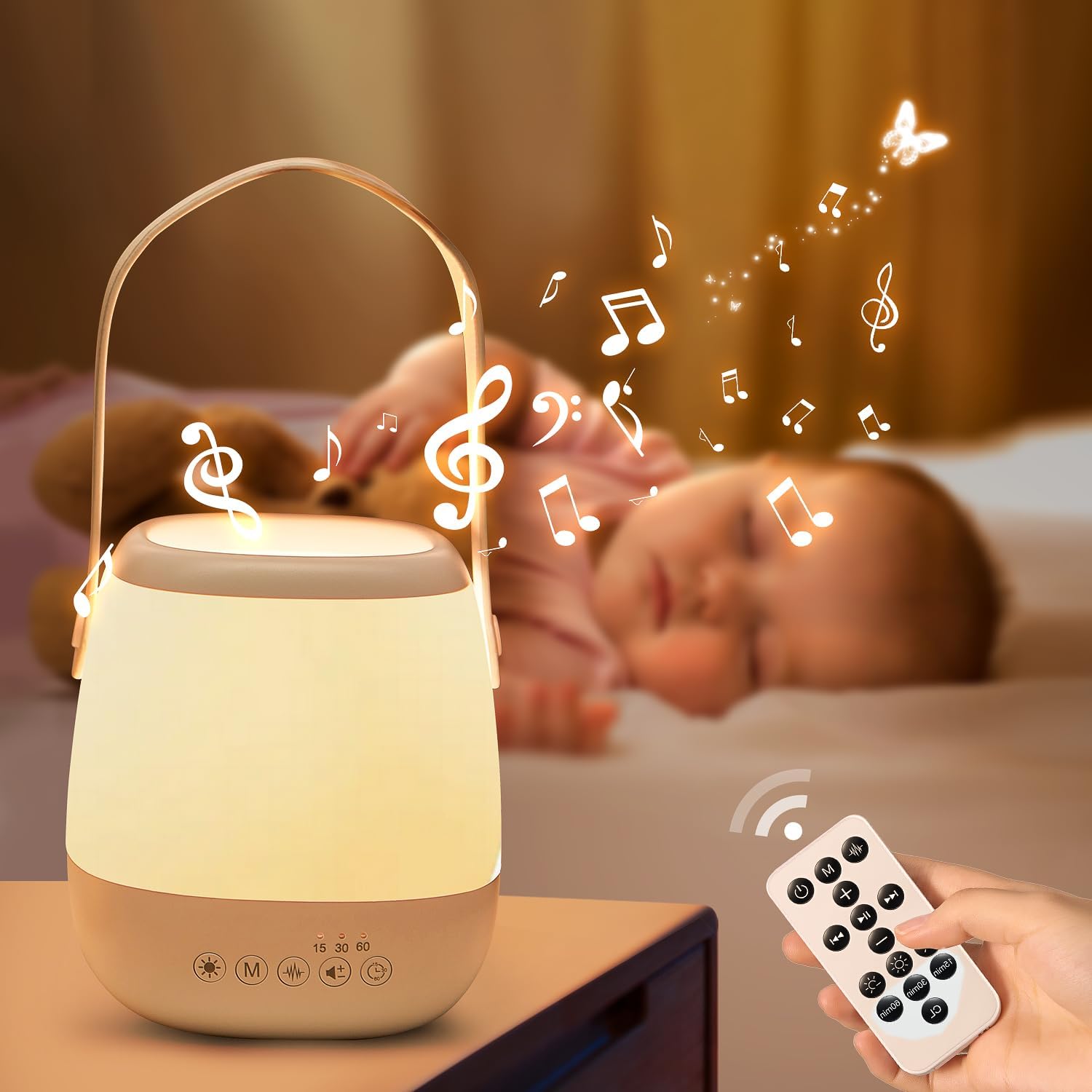 Skiennix Baby Night Light Sound Machine - 35 Colors & 12 White Noise Options | Portable USB Rechargeable Lamp