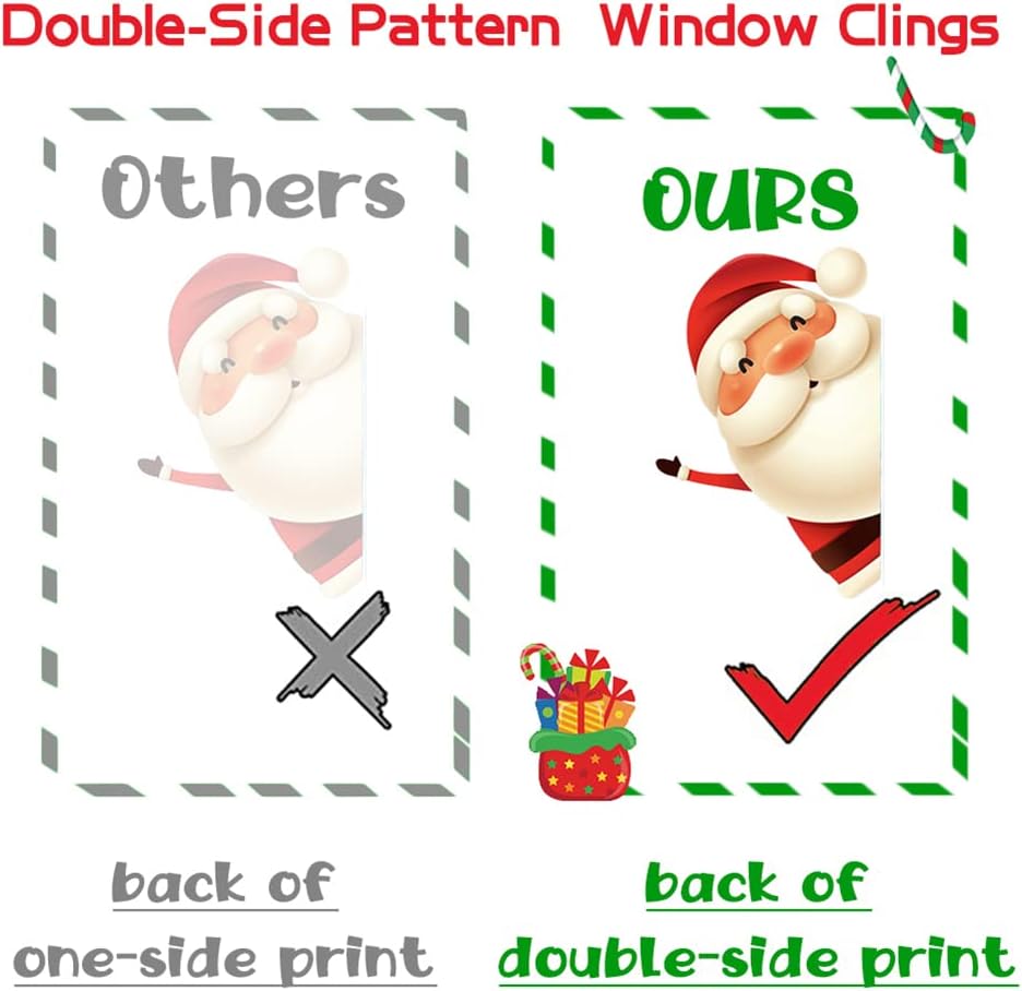 XIMISHOP Christmas Snowflake Window Clings - 82PCS Indoor Holiday Decals for Glass | Santa & Reindeer Designs