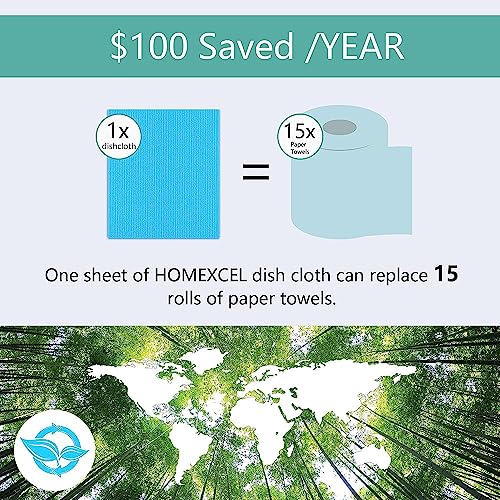 HOMEXCEL 10-Pack Swedish Dishcloths - Reusable, Absorbent Cleaning Cloths