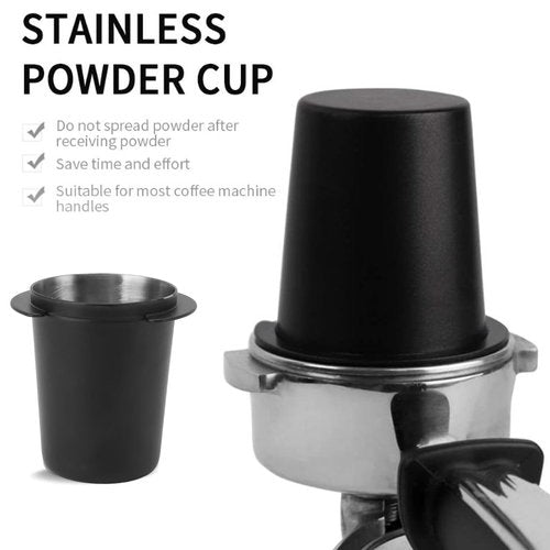 Kodrily Coffee Dosing Cup 51mm, Stainless Steel Espresso Dosing Cup, Black Coffee Powder Feeder Part Replacement for Espresso Coffee Machine with 51mm Portafilter, 1Pcs