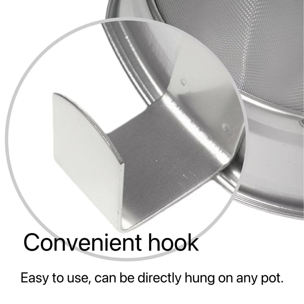 10-Inch Stainless Steel Fine Mesh Chinois Strainer, Large Strainer Reinforced Bouillon Strainer for Sauces, Soups, Purees, Pastes, Jelly, Custard, Curds and etc.