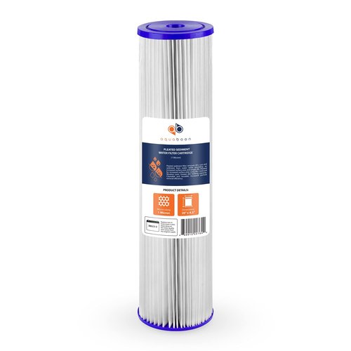 Aquaboon 1 Micron Whole House Pleated Sediment Water Filter Cartridge 20x4.5 Well Filter Replacement Compatible with ECP5-20BB, SPC-45-1005, 4 Pack