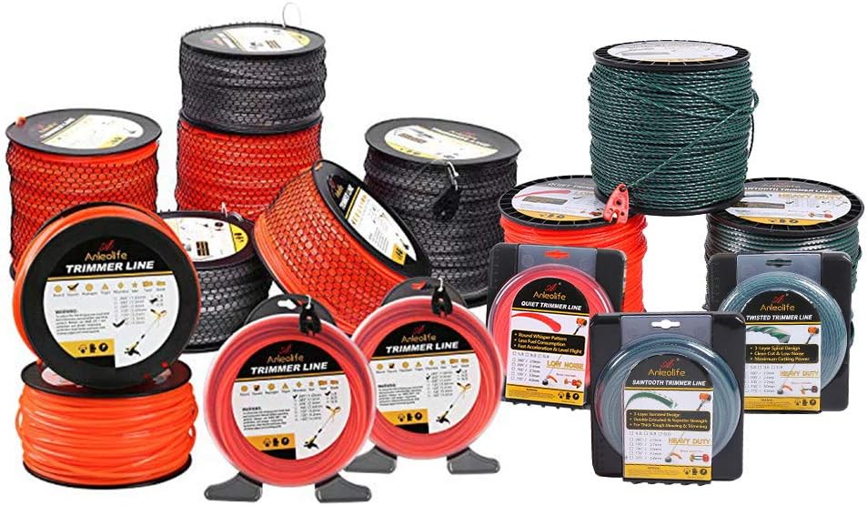 Anleolife Heavy Duty Twisted .095-Inch Dual Core Trimmer Line - 393 Ft with Built-In Cutter
