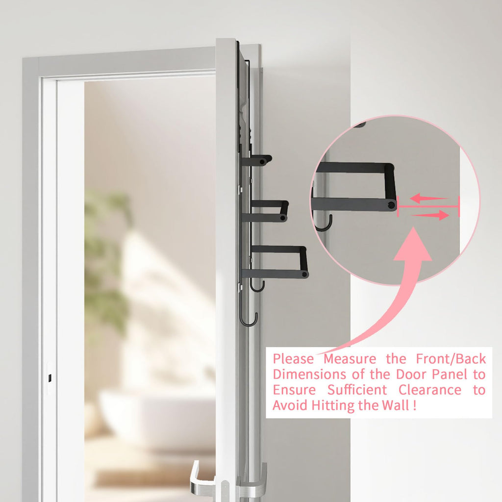 Over The Door Towel Rack,Towel Rack with Hooks for Door Hanging, Door Towel Bar, Over Door Towel Racks for Bathroom (Black)