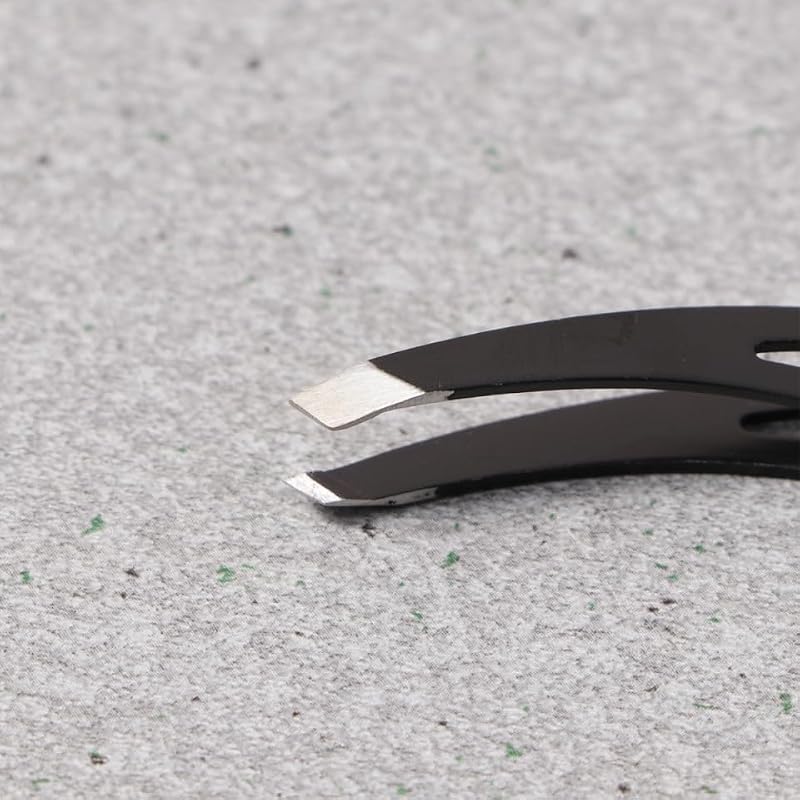 NOLITOY Stainless Steel Slant Tip Eyebrow Tweezers 2 Pack for Facial Grooming