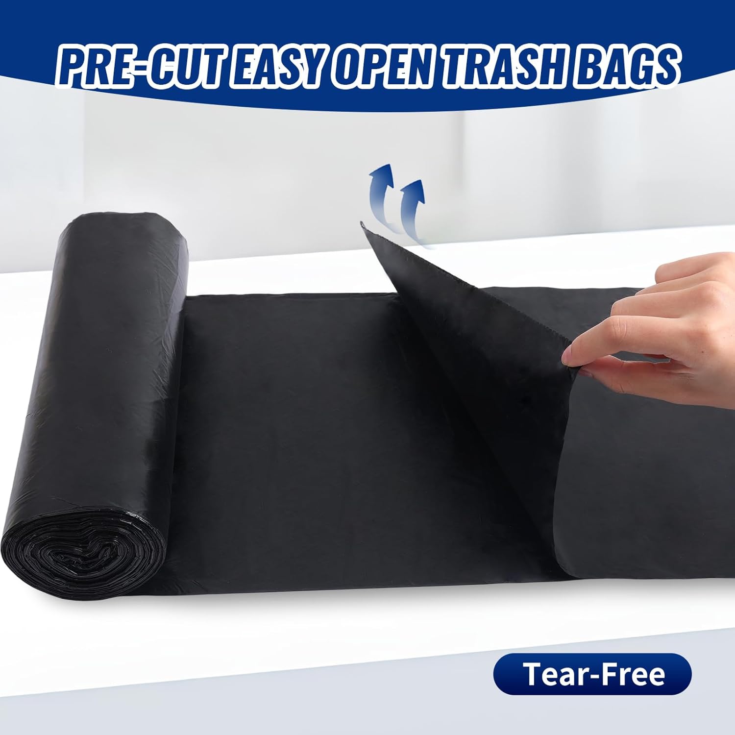 Skiennix 120 Count Trash Bags - Tear-Free 55-60 Gallon Black Garbage Bags for Home & Outdoor Use