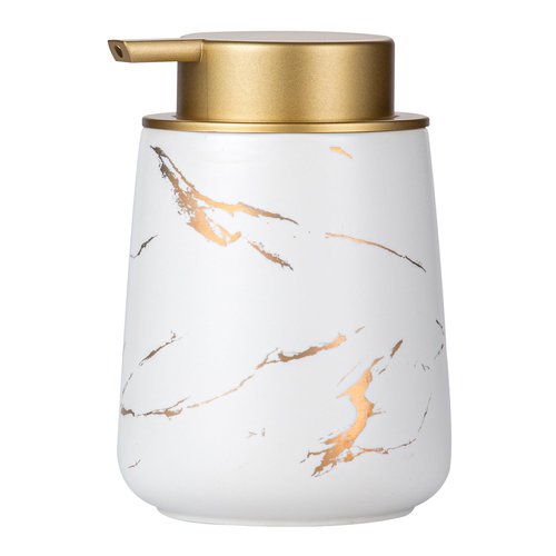 Enra Ceramic Gold Soap Dispenser,12 oz Marble Hand Liquid Soap Dispenser for Bathroom Kitchen Dispenser for Dish Soap with Easy-to-Press(Glod Liquid Type2)