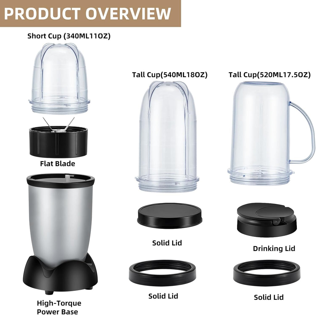 Panana Portable Personal Drink Mixer Blender - 18 Oz for Smoothies, Shakes & Food Prep | Includes Blending Blade & Extra Cups