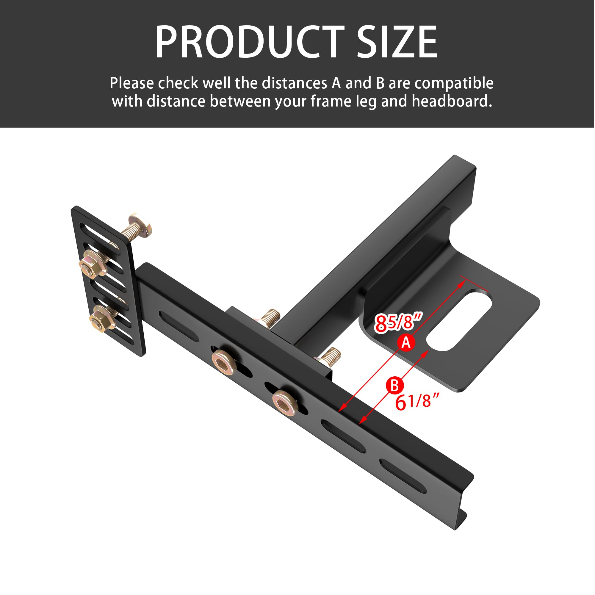 Ogonbrick Headboard Brackets Adjustable，Adjustable Headboard Bracket for Bed Frame Headboard Wall Mounting Brackets with Footboard Extension Kit Fit Matte Black