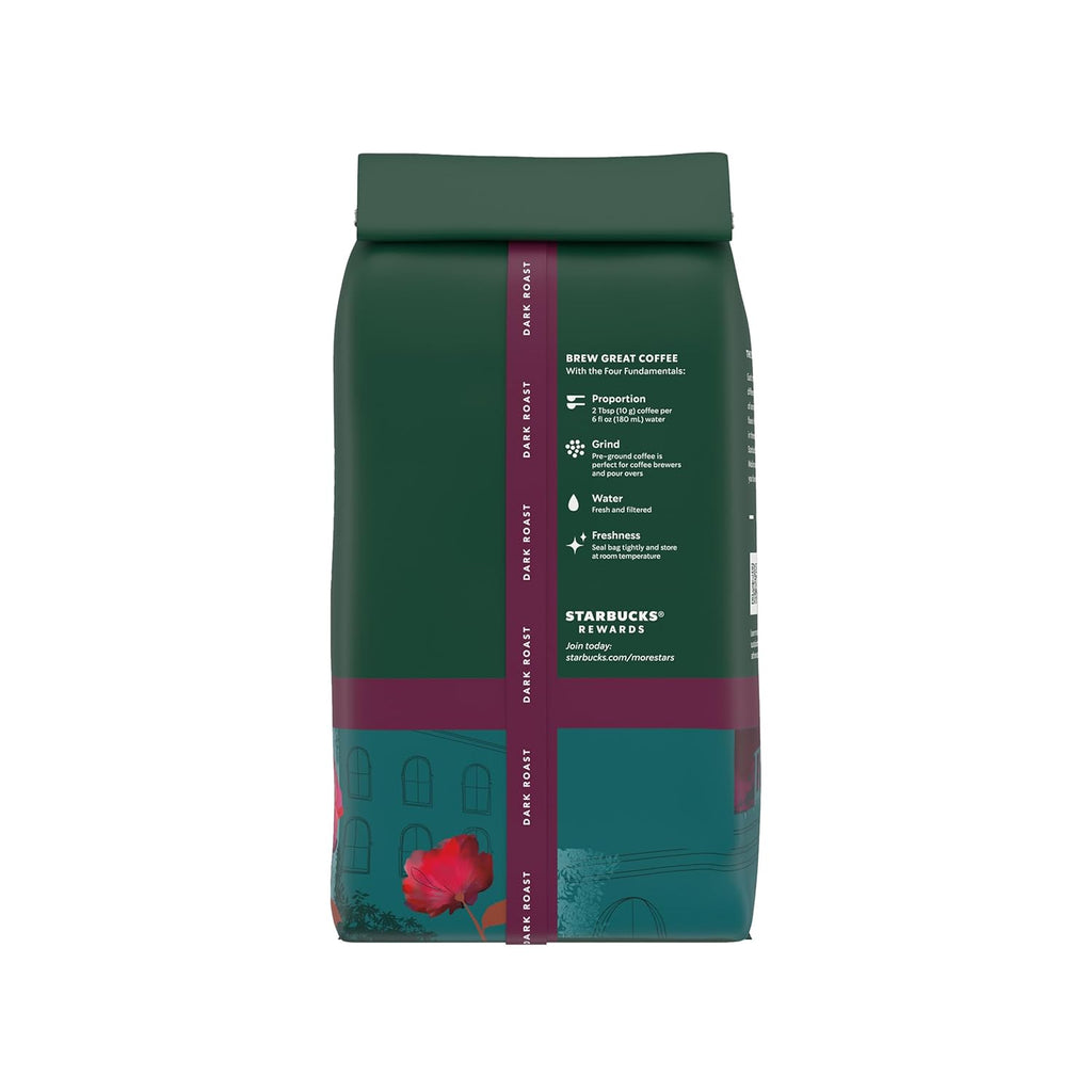 Starbucks Ground Coffee - Dark Roast Caffè Verona | Six 18 oz Bags for Hot or Iced Coffee
