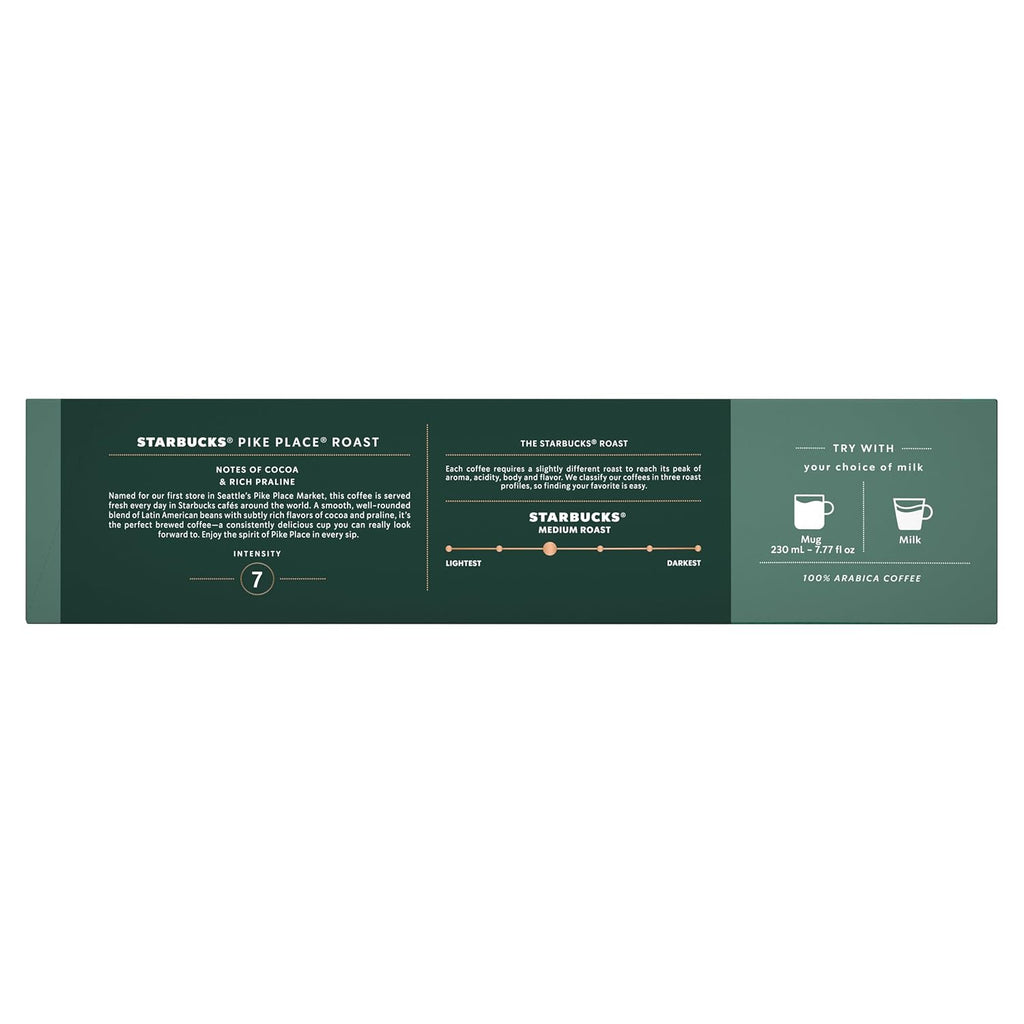 Starbucks by Nespresso Vertuo Coffee Pods - Pike Place Medium Roast, 30-Count, 7.8 oz Brews