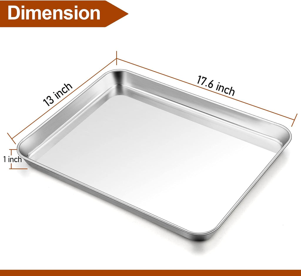 TeamFar Stainless Steel Baking Sheet - Large 17.6’’ x 13’’ Cookie Pans, Non-Toxic & Dishwasher Safe, Set of 2