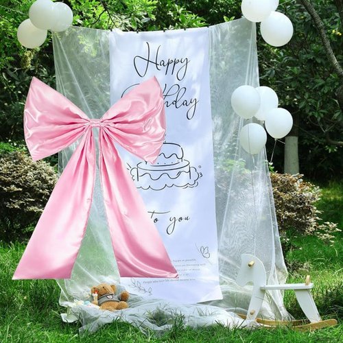 Giant Large Satin Ribbon Bow - 25x40 Inch Pink Bow for Coquette Room Decor & Party Backdrop