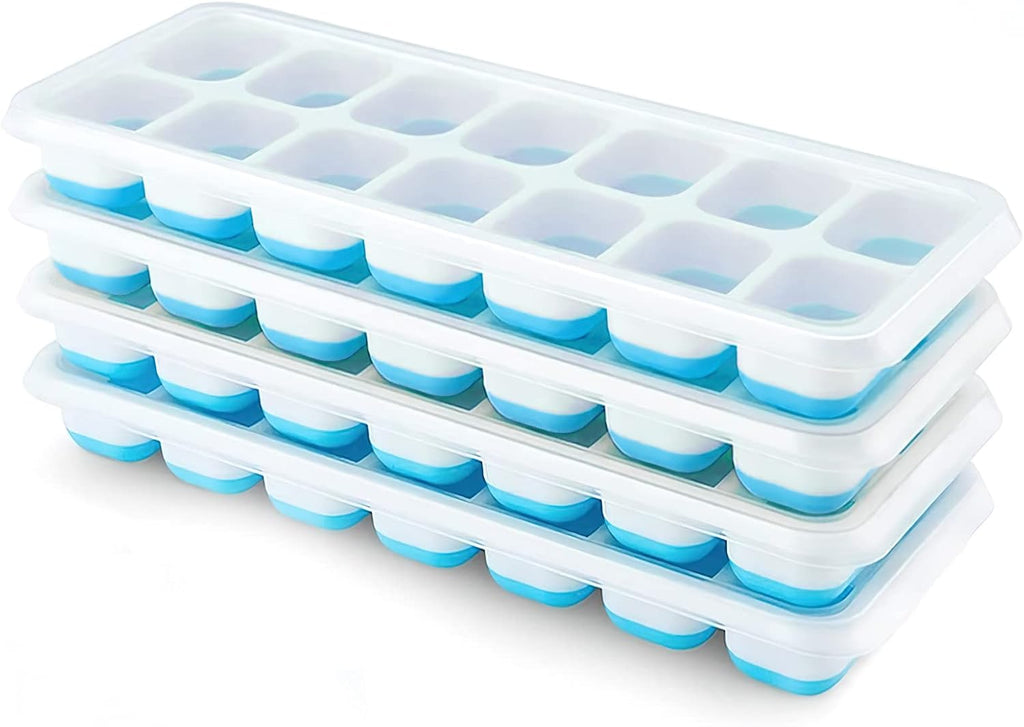 Airabc Silicone Ice Cube Trays - Easy-Release 14-Cube Design, BPA Free & Stackable | 4 Pack