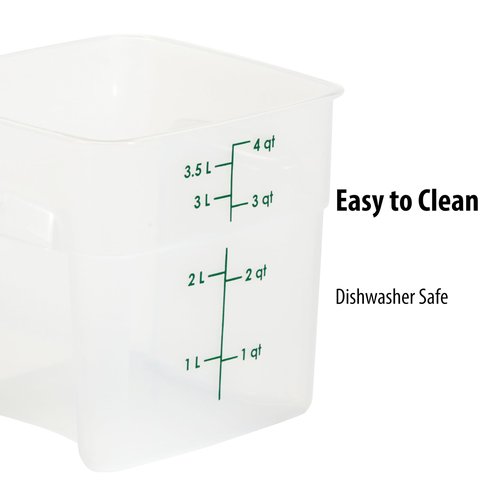 Cambro Food Storage Containers with Lids (Microwave Safe and BPA-Free) - 4 QT (Quart) Square Food Storage Container with Lid (2 Pack)