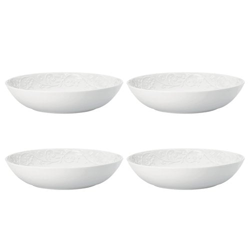 Lenox 895726 Opal Innocence Carved Pasta Bowls, Set Of 4, Service For 4, 2 x 9-Inch Diameter