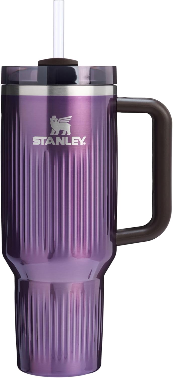 STANLEY Quencher H2.0 Tumbler - 40 oz Insulated Stainless Steel with Handle & Straw | BPA-Free | Fluted Wisteria Shine