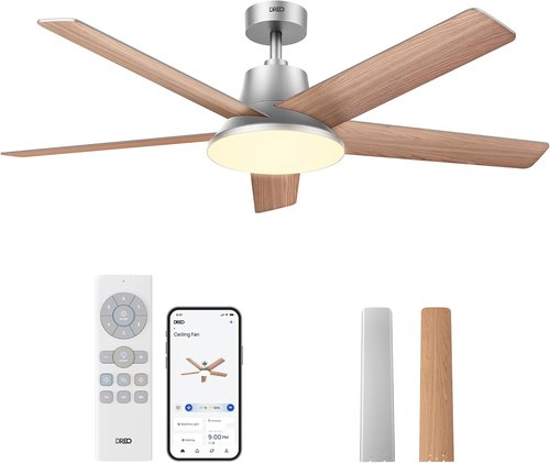 DREO Smart Ceiling Fan - 52 Inch with Dimmable LED Lights, 12 Speeds & Quiet DC Motor | Remote & Alexa Control