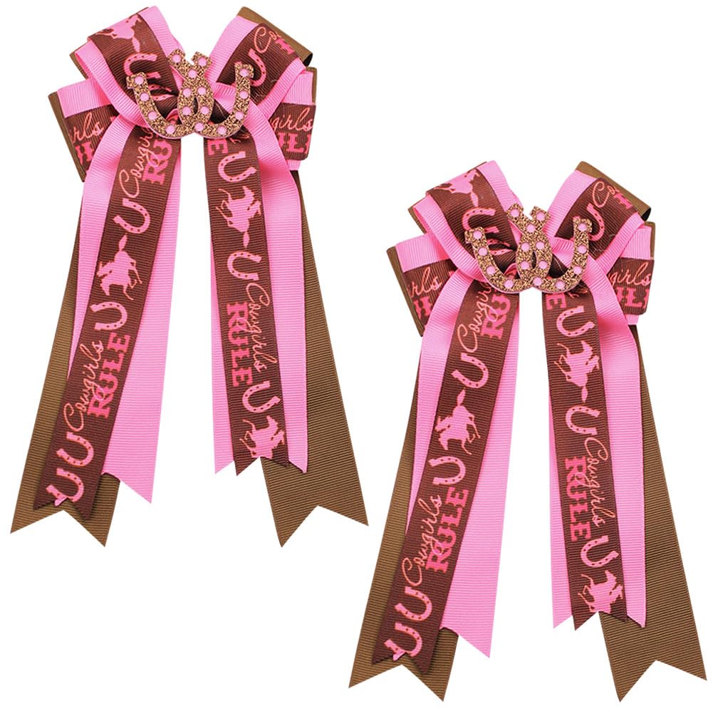 Umibow Western Cowgirl Hair Bows Clips - Cowboy Hat & Boot Bowknot Barrettes | Horseshoes Print