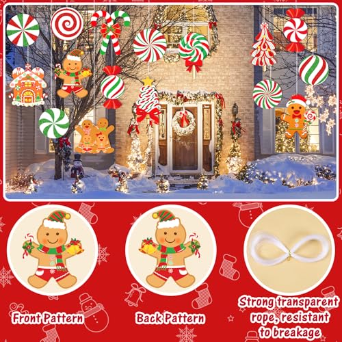 18 Pcs Candy Gingerbread Christmas Decorations Outdoor Hanging Yard Ornaments