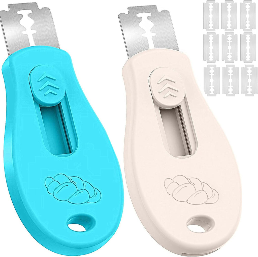 Skiennix Bread Lame Sourdough Scoring Tool - Magnetic & Extractable Design | Includes 5 Razor Blades - Beige & Blue