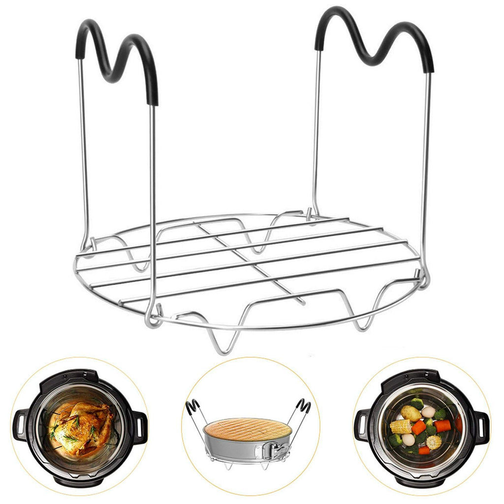 Steamer Rack Trivet with Silicone Handle Compatible with Instant Pot, 6, 8 Quart Steamer Wire Cooling-Rack Trivet Accessory for Healthier Meals, Multi-Use Rack for Roasting & Serving