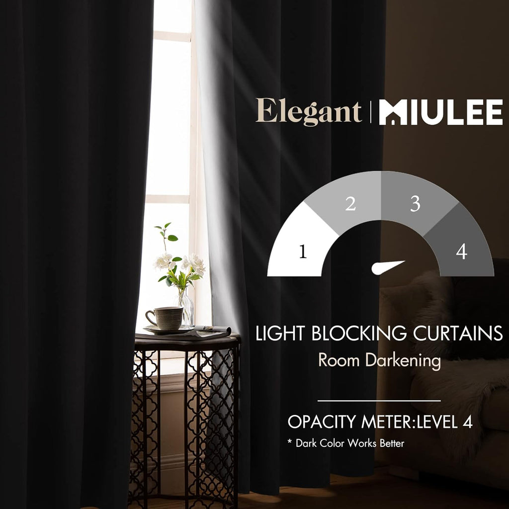 MIULEE Blackout Curtains - 84 Inch Long Thermal Insulated Drapes | Light Blocking Grommet Top Set in Grey