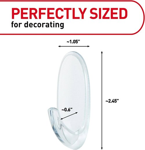 Command Medium Clear Wall Hook - Damage-Free Adhesive Hanging Solution | Holds Up to 2 lb, 7 Hooks & 12 Strips