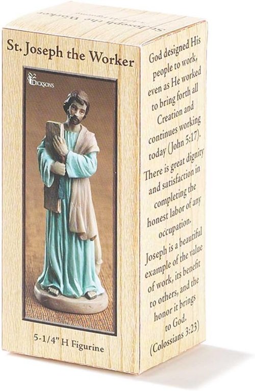 Dicksons St. Joseph The Worker Figurine - 4 x 2 Inch Resin Stone Tabletop Decor
