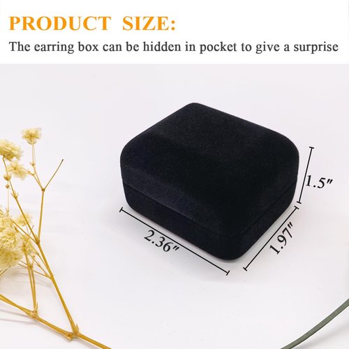 GBYAN 2 Pieces Velvet Earring Box,Stud Earring Gift Box,Jewelry Display Case for Proposal,Engagement,Wedding and Birthday,Black