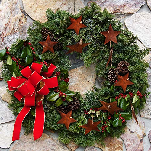Rusty Metal Christmas Star Ornaments with Twine Set - Rustic Holiday Decor