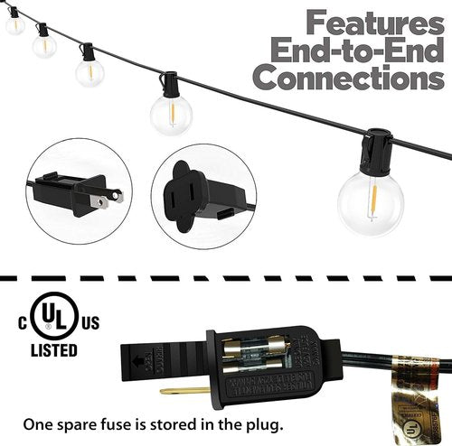 Lampat G40 Globe String Lights - 25 LED Bulbs, 25Ft Length for Indoor/Outdoor Commercial Decor