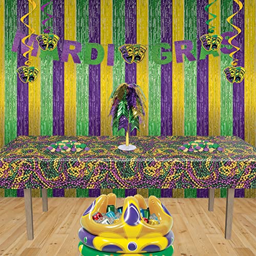 Beistle Mardi Gras Tablecovers, 54" x 108" Plastic Tablecloths 2-Count