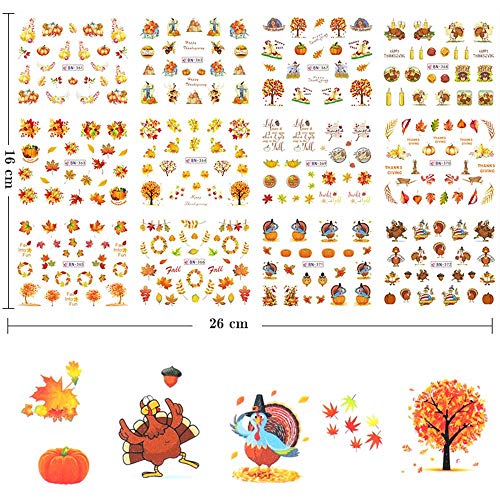 Fall & Thanksgiving Water Transfer Nail Art Stickers 12 Sheets