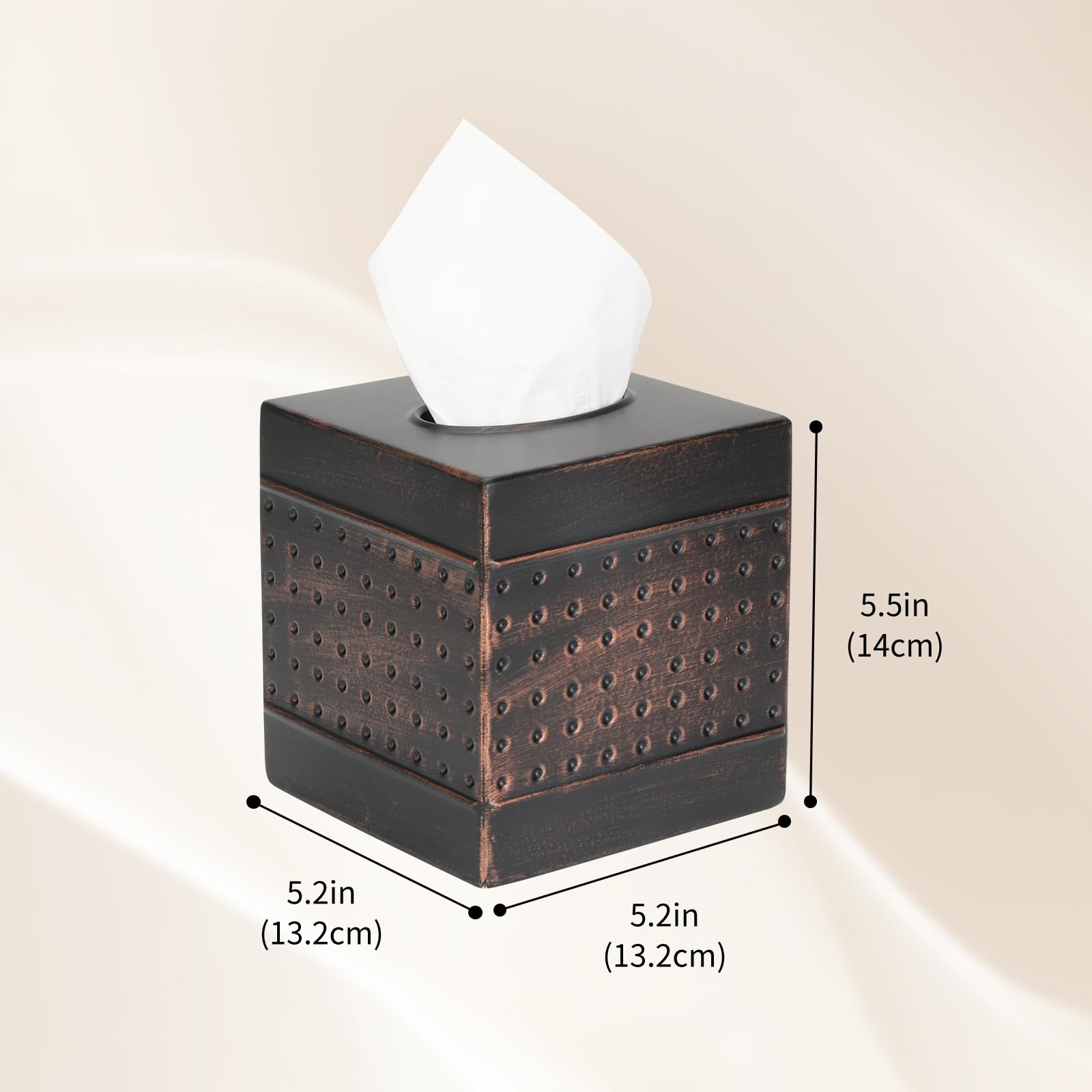 DSNMYO Industrial Style Tissue Box Cover, Tissue Holder, Square Box Covers,for bedrooms, Offices, bathrooms, Living Rooms etc.(Bronze)