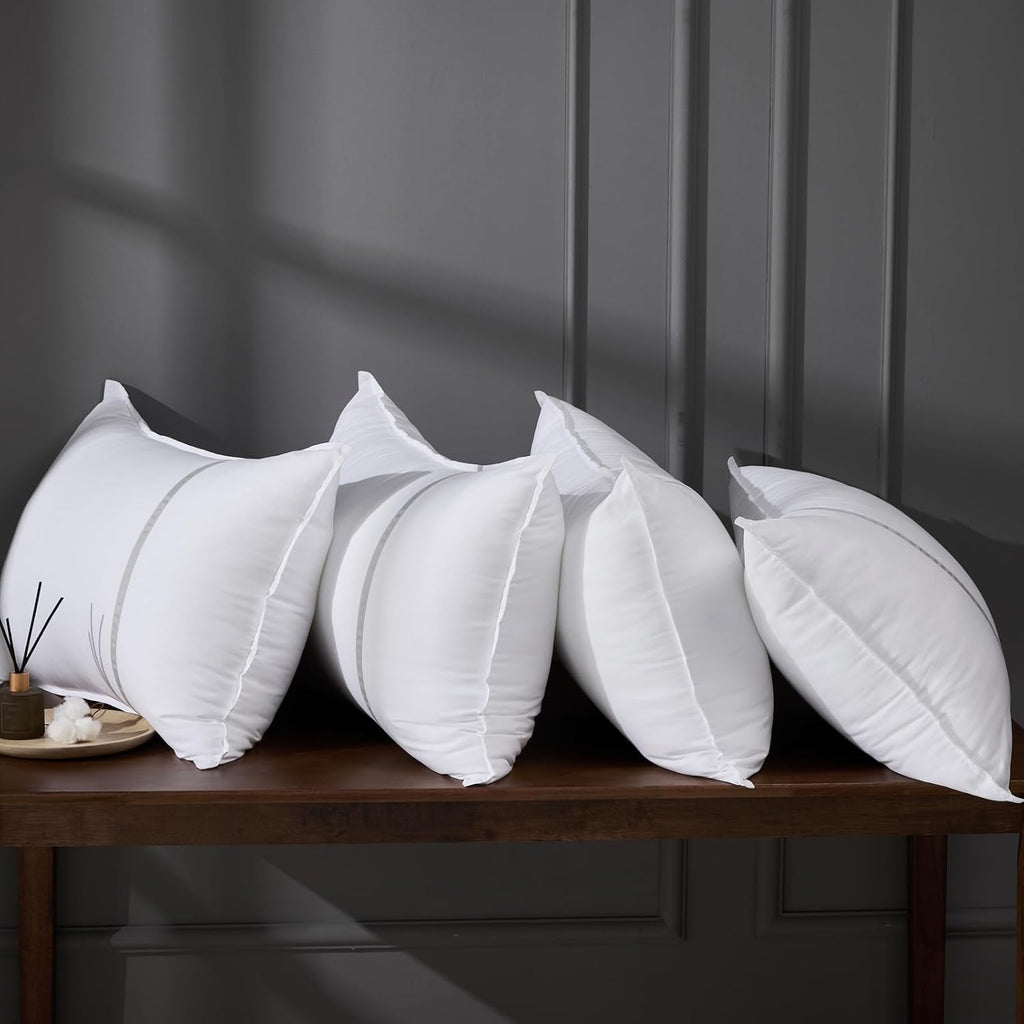 Skiennix Queen Size Bed Pillows Set of 4 - Medium Firm Cooling Pillows for Side & Back Sleepers | 20 x 28 Inches