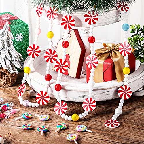 9 ft Candy Bead Garland for Christmas Tree Decoration - Wood & Candy Pattern