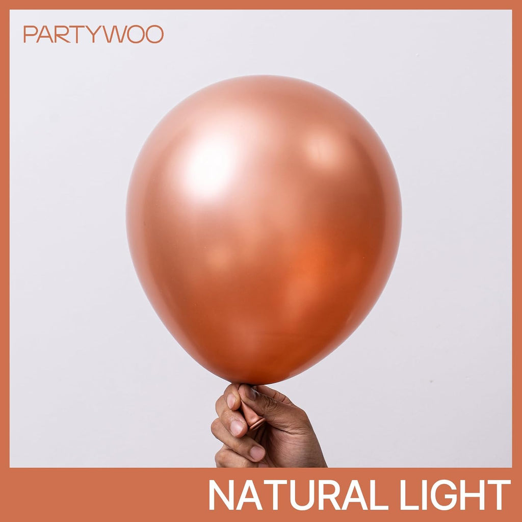 PartyWoo Rose Gold Balloons - 50pcs 12 Inch Metallic Chrome for Weddings & Celebrations
