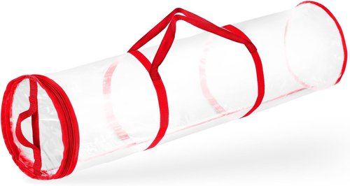 Hearth & Harbor Wrapping Paper Storage Container - Tear-Proof Organizer Holds Up to 14 Rolls - Clear Red Design