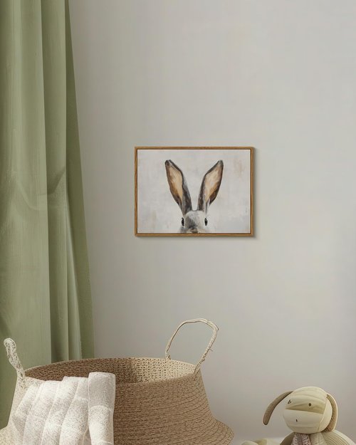 InSimSea Framed Canvas Wall Art - Cute Easter Bunny Decor for Kids' Room | 12x16 Inches Aesthetic Artwork