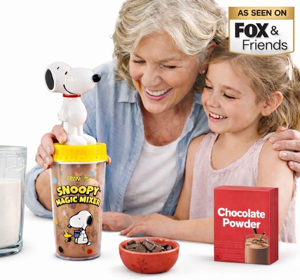 Snoopy Magic Mixer - Official Peanuts® Hands-Free Chocolate Milk & Pudding Maker | Auto-Start, Bladeless Design