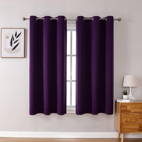 ChrisDowa Grommet Blackout Curtains - Thermal Insulated Room Darkening Panels, Royal Purple, 38W x 45L