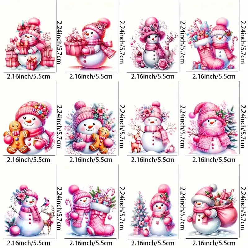 12pcs Christmas Snowman UV DTF Transfer Stickers for Glass Cups & Crafts