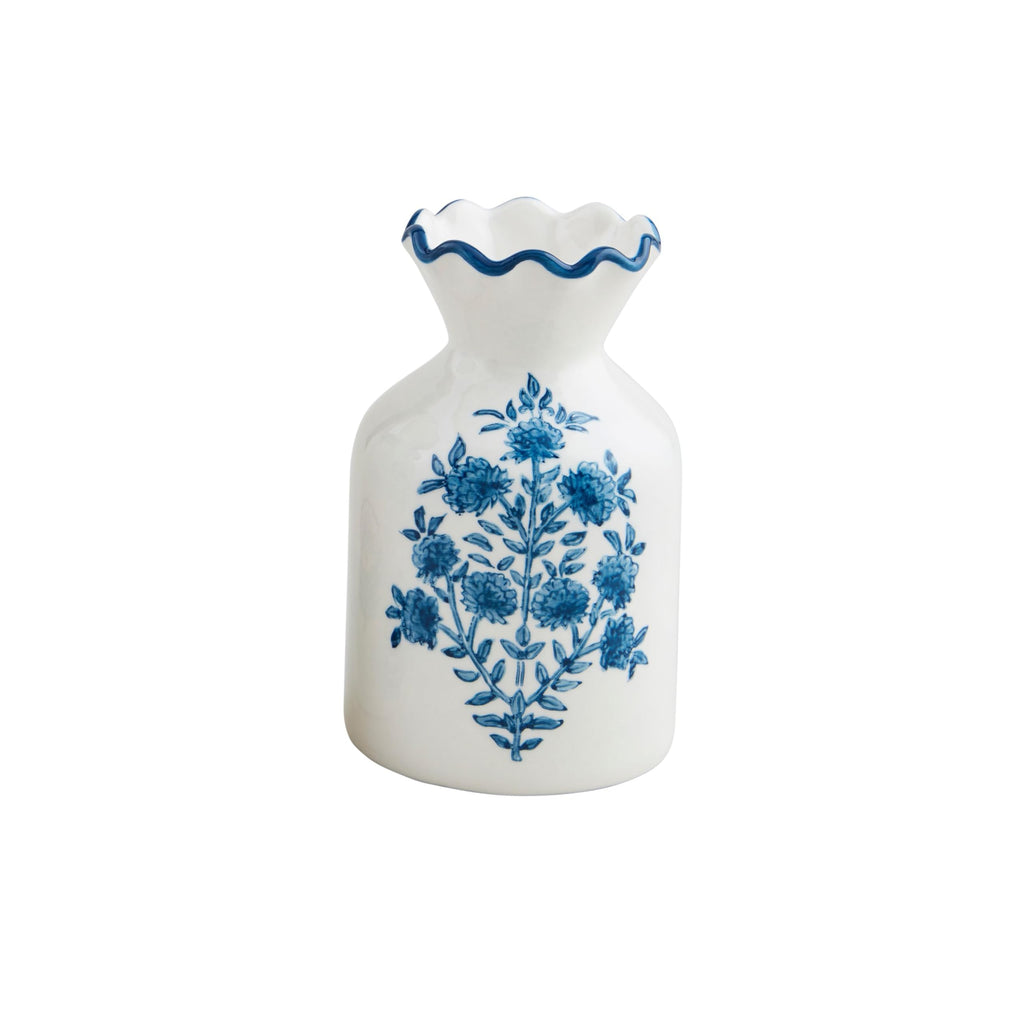 Mud Pie Block Print Bud Vase, Flower Steam, 5.75" x 3.25"