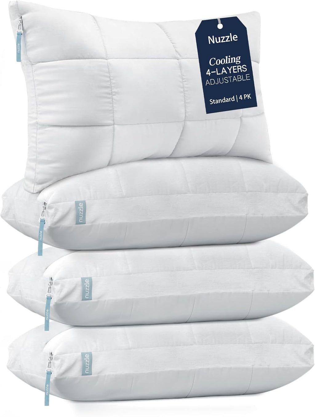Skiennix Cooling Adjustable Pillows - Luxury Hotel Collection | Set of 4 Standard Size for Side Sleepers