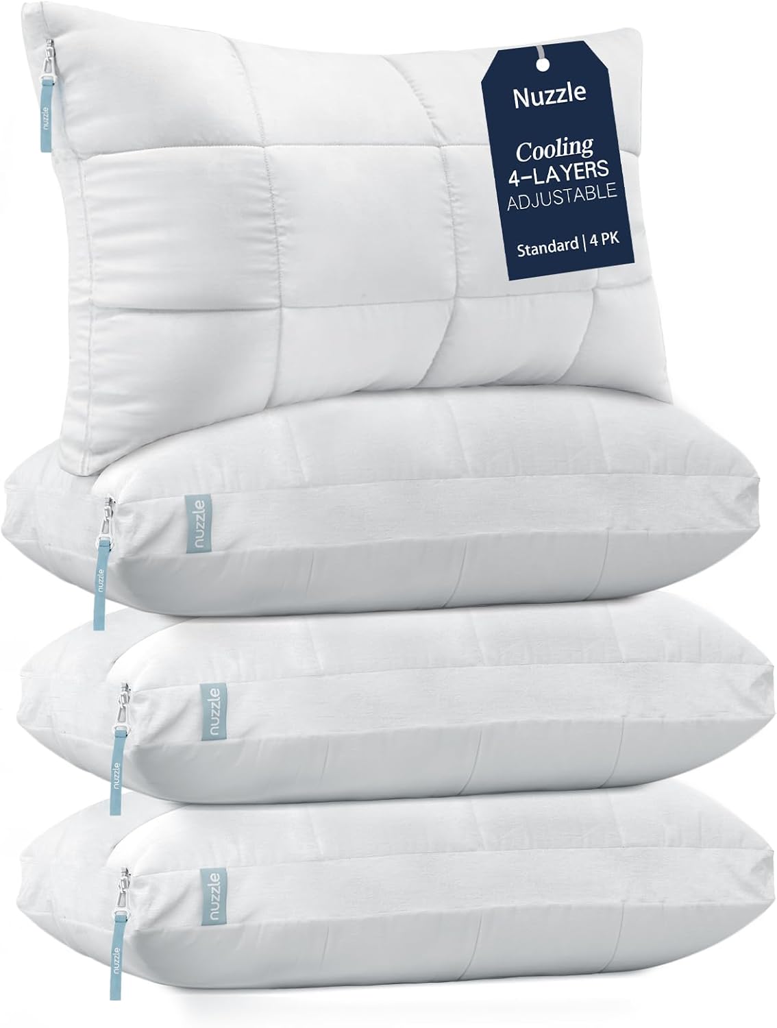 Skiennix Cooling Adjustable Pillows - Luxury Hotel Collection | Set of 4 Standard Size for Side Sleepers
