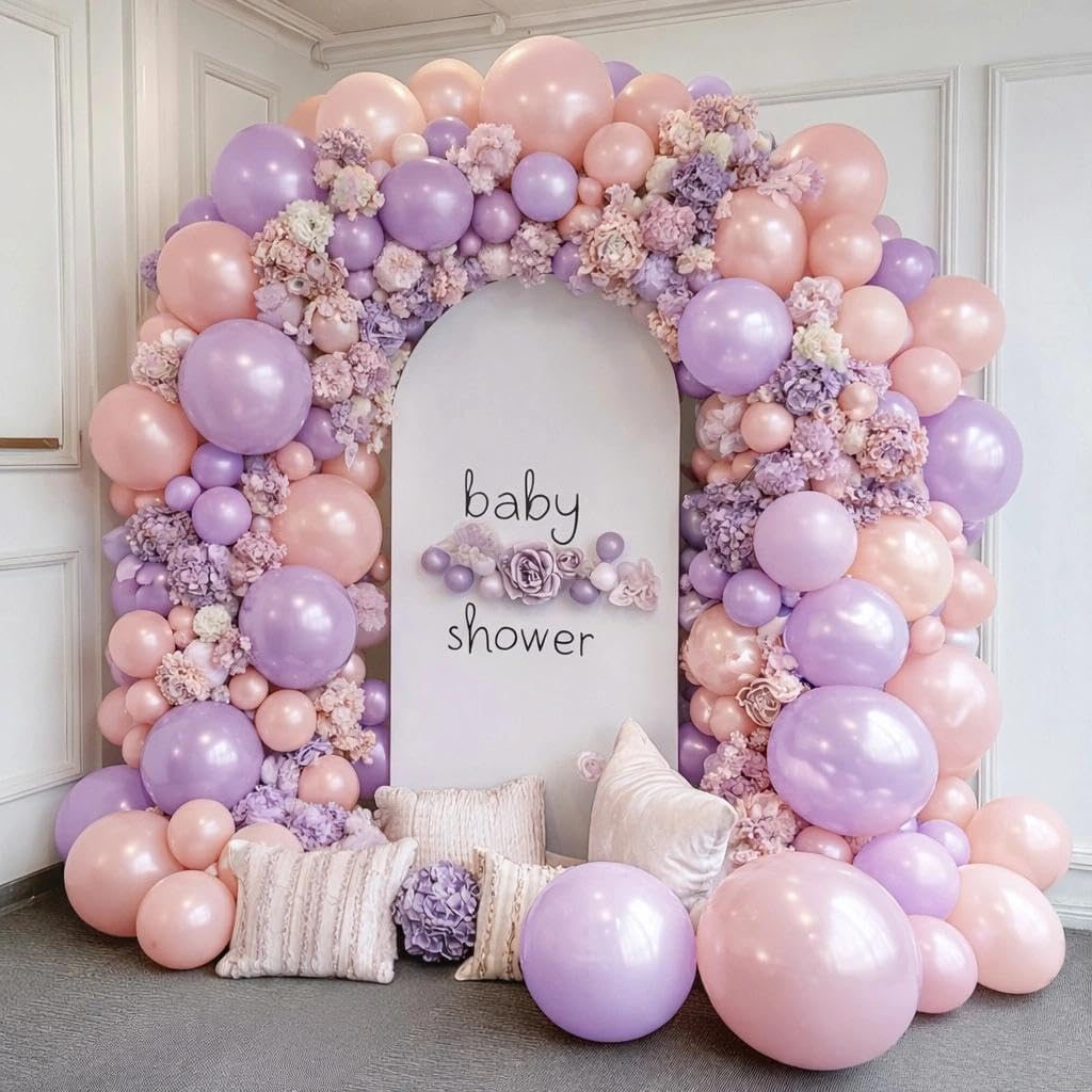 Regine Switzerland Pearl Purple Balloons - Double Stuffed Light Lavender Lilac for Birthday & Baby Shower Decor | 18/12/5in Sizes