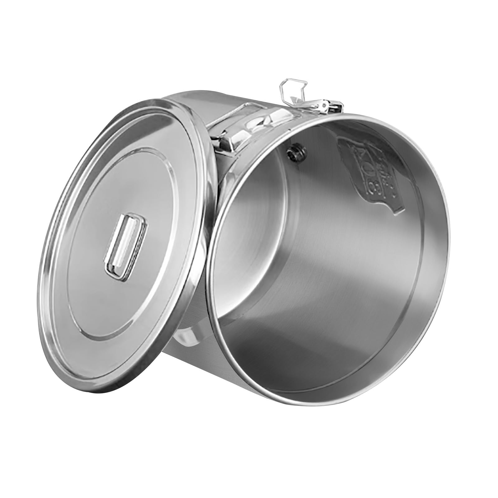 DYNAMI 304 Stainless Steel Airtight Canister for Kitchen, 3.2Gal/405oz Flour Container with Lid and Locking Clamp,10-21Lbs Metal Bucket Food Storage Container for Rice, Flour, Grain, Coffee Bean(12L)