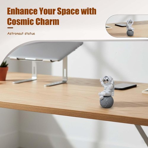 Astronaut Figurine Statue - 3-Inch Resin Spaceman Desk Decor | Cute Space Accent for Office & Boys Room