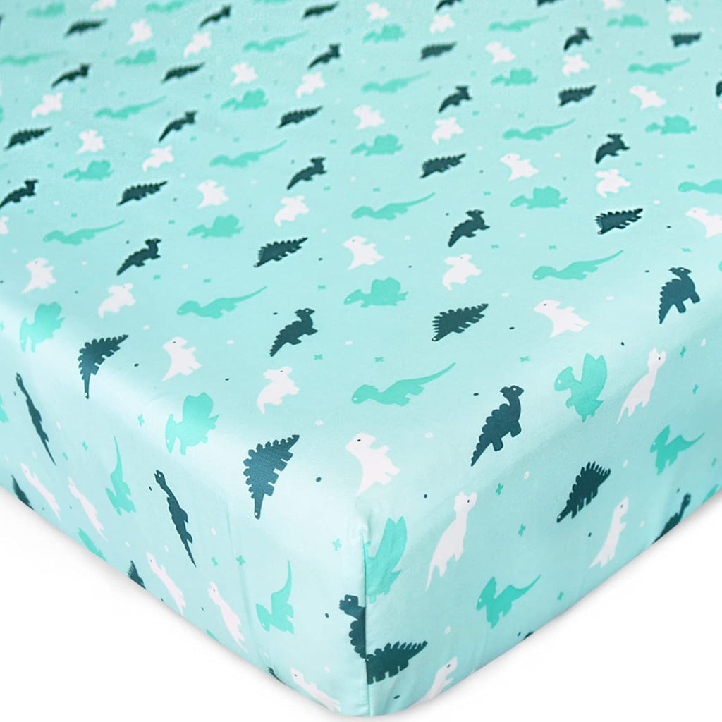 Regine Switzerland Fitted Crib Sheets - Soft & Breathable 2-Pack for Standard Crib 52'' x 28'' | Dinosaurs & Ocean Design
